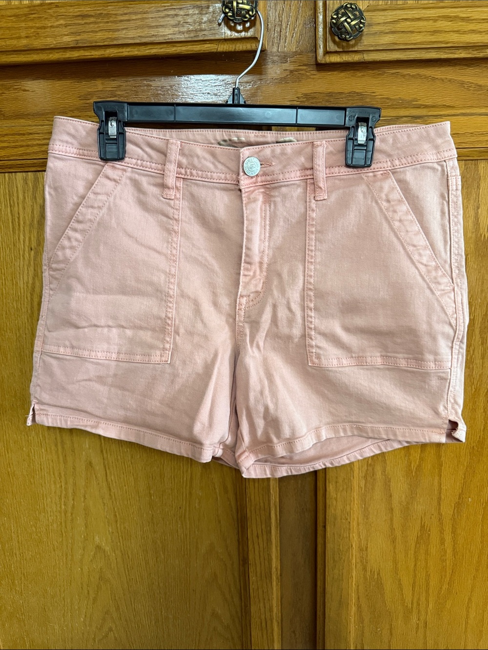 Seven7 Light Peach Denim Utility Shorts
